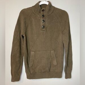 Banana Republic Men’s Small Ribbed Collar Button Neck Green Long Sleeve Sweater